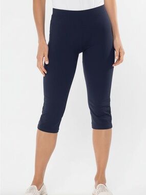 NWT Coolibar UPF 50 Women's Monterey Summer Capris in Navy ZnO™ Fabric Size XL